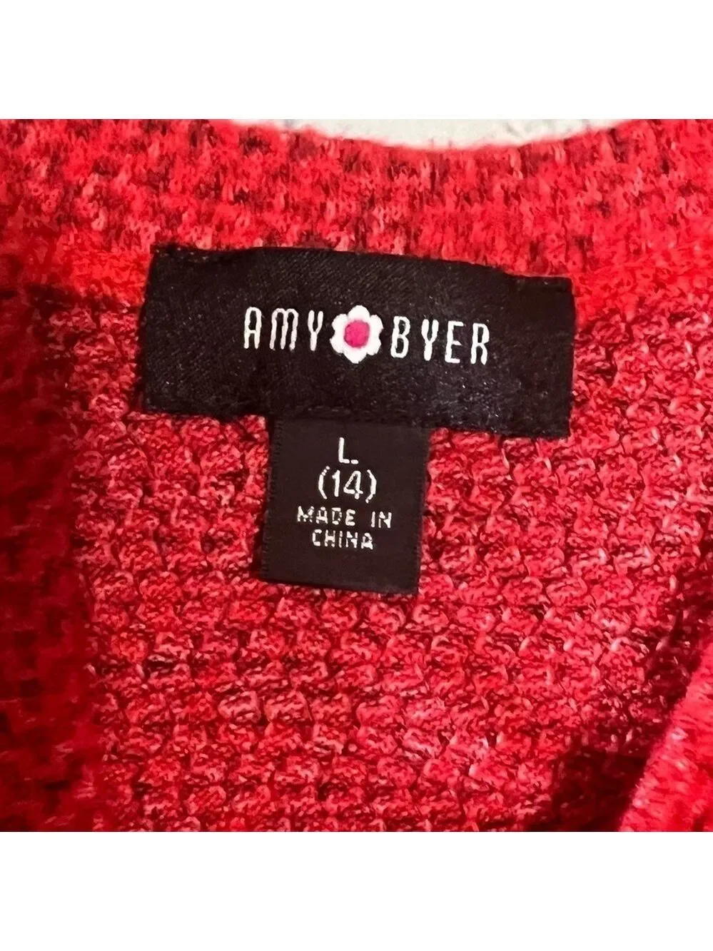 Amy Byer Girls Long Sleeve Twist Dress Red Size Large